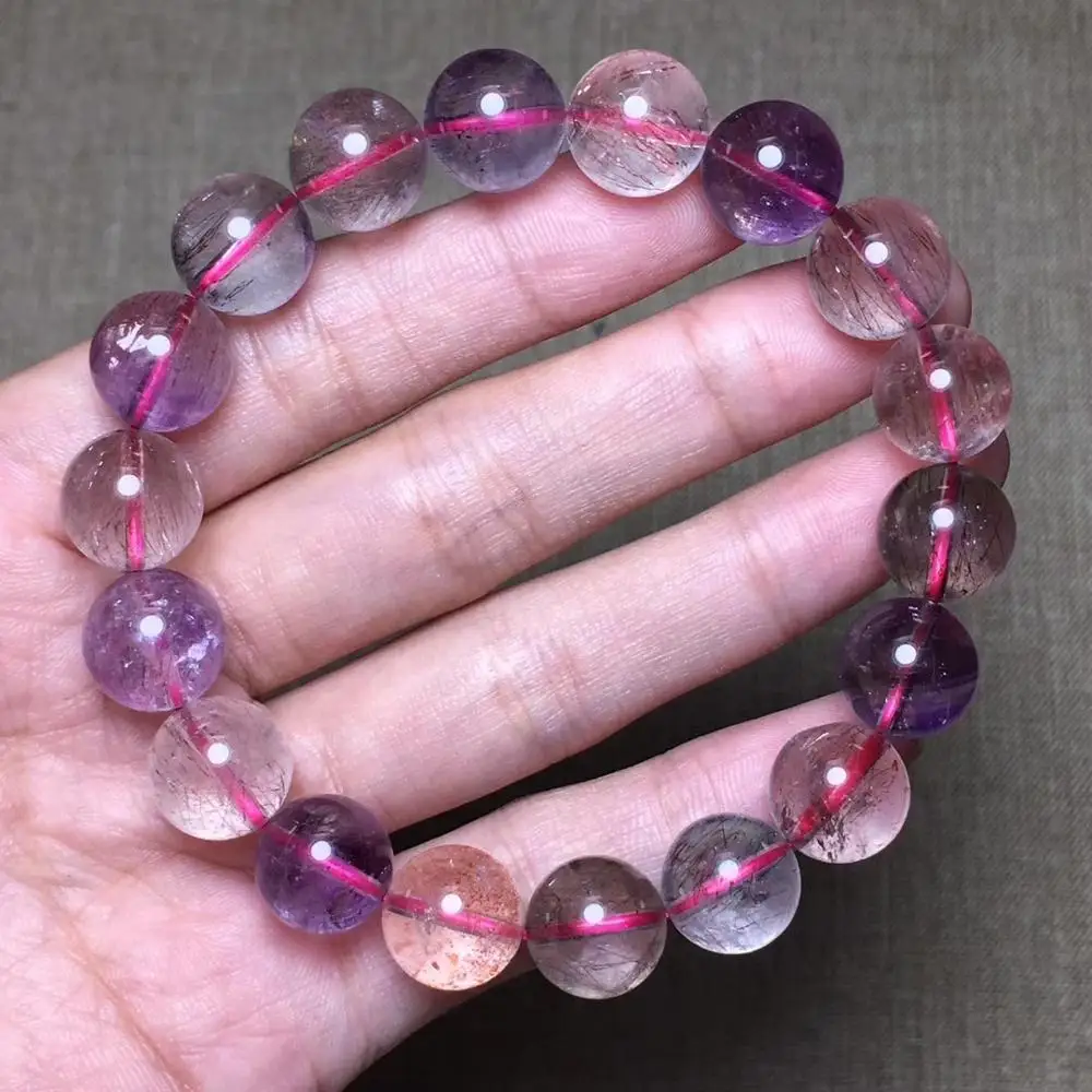 

11.8mm Natural Super Seven 7 Colorful Rutilated Quartz Crystal Clear Round Beads Bracelet Women Men Jewelry Fashion AAAAA