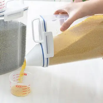 

Eco Friendly Kitchen Organizer 2L Plastic Cereal Storage Box Food Grain Rice Container Mutfak Cuisine Fridge Organizers tool