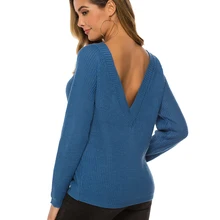 Для женщин положительный и отрицательный два способы одевания Повседневное пикантные сексуальное нижнее белье с глубоким v-образным вырезом с открытыми плечами для девочек-пуловер с длинными рукавами; топы; свитеры;