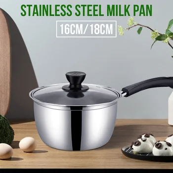 

Milk Pan Thickening Non-stick Steam Pot Stainless Steel For Home Kitchenware with Glass Pot Cover 16cm 18cm Cookware durable