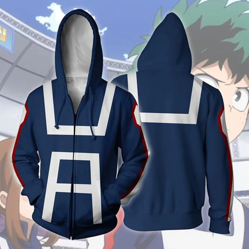 Shouto Todoroki Katsuki Bakugo Hoodies My Hero Academi Cosplay Costume Izuku Midoriya Uniform 3D printed Zip-up for Men Women