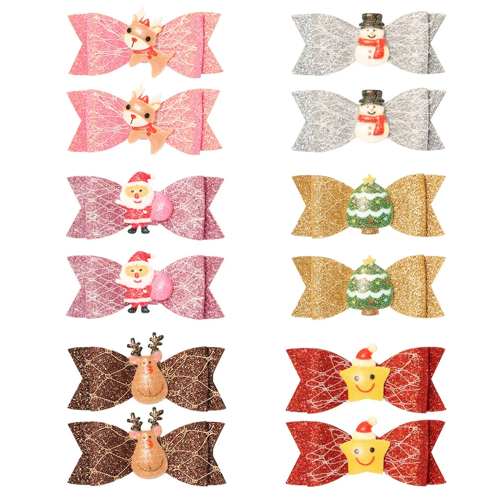 

24 шт., заколки для волос в виде оленей, снеговика, яйца, звезд