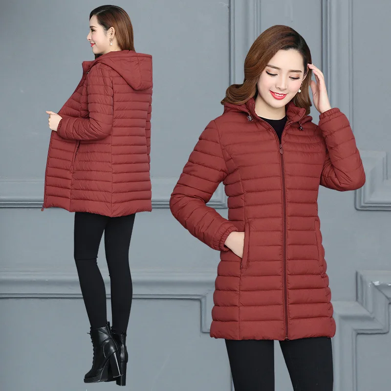 

Versatile Cotton-padded Clothes Women's Winter Korean-style Slim Fit Mid-length Versatile Cotton-padded Jacket Thin Large Size M