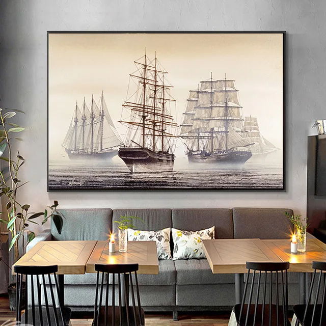 Schooner and Merchant Sailing Ships Printed on Canvas 1