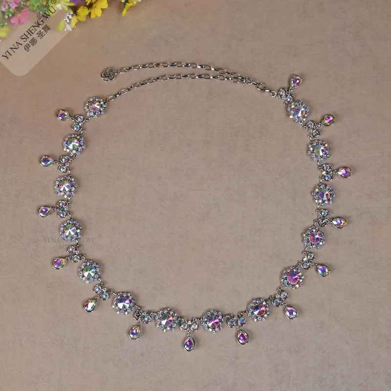 Waist chain Танцевальный Костюм для танца живота, спортивный комплект, топ и юбка и шарф на бедро, танцевальное платье, женская одежда для танца живота, профессиональная одежда - Цвет: Waist chain