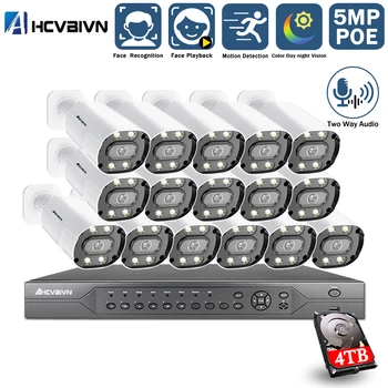 

H.265 CCTV Camera Security System Kit 4k 16ch POE NVR Kit Outdoor Waterproof 5MP Color Night Vision Bullet Video Surveillance Ip