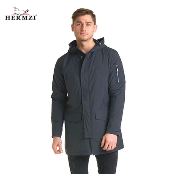 

HERMZI 2020 Men Jacket Spring Thin Padded Jacket Fashion Autumn Men Coats Hooded Zipper Jacket Grey Business Russian Size 4XL