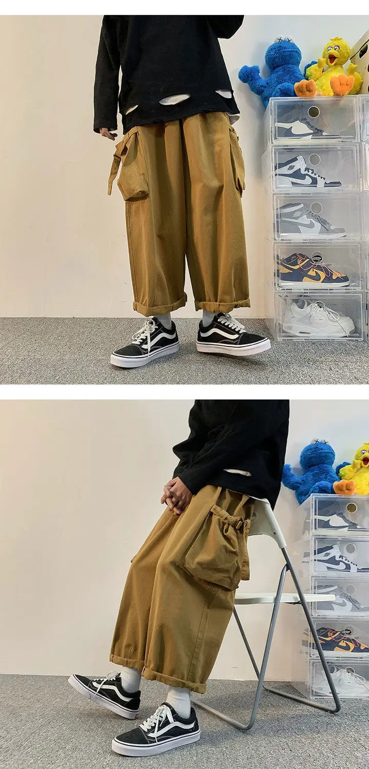 Men Overalls Running Pants Harajuku Basic Teens Streetwear Casual Workout  Trouser Loose Hip Hop Pants Unisex black cargos