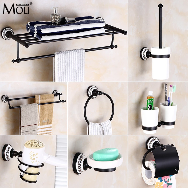 Black Porcelain Bathroom Shelf Rispa