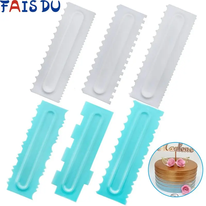  3Pcs/Set Cake Decorating Comb Smoother Cake Scraper 24 Design Textures Baking Pastry Tools Fondant 