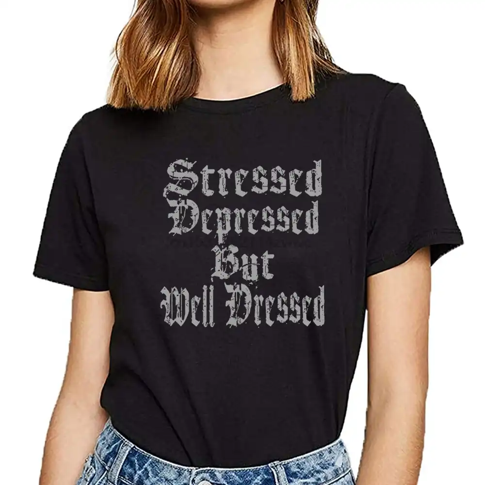 トップスtシャツ女性強調落ち込んよくed Emoゴシック基本黒綿の女性のtシャツ T Shirts Aliexpress