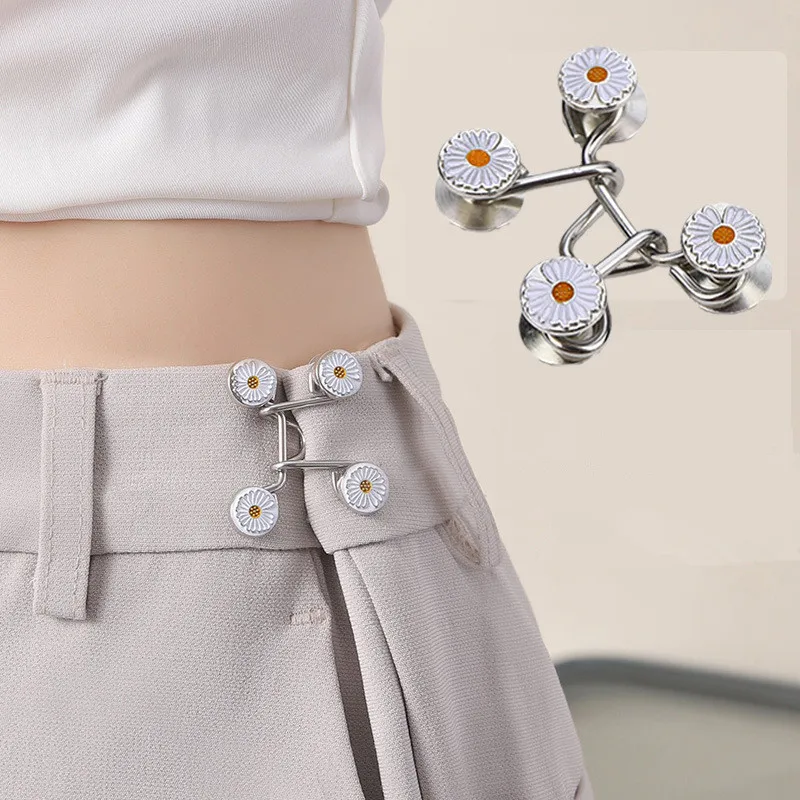 Thinp 4 Sets Jean Button Pins, No Sewing Required Pant Waist Tightener  Adjustable Waist Buckle Extender Set Detachable Button Pins for Jeans Pants