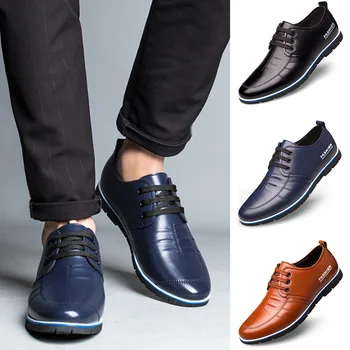 

Breathable Microfiber Leather Outdoor Comfy Basic Soft Business Driving Men Shoes Fashion Lace Up Spring Autumn British Casual