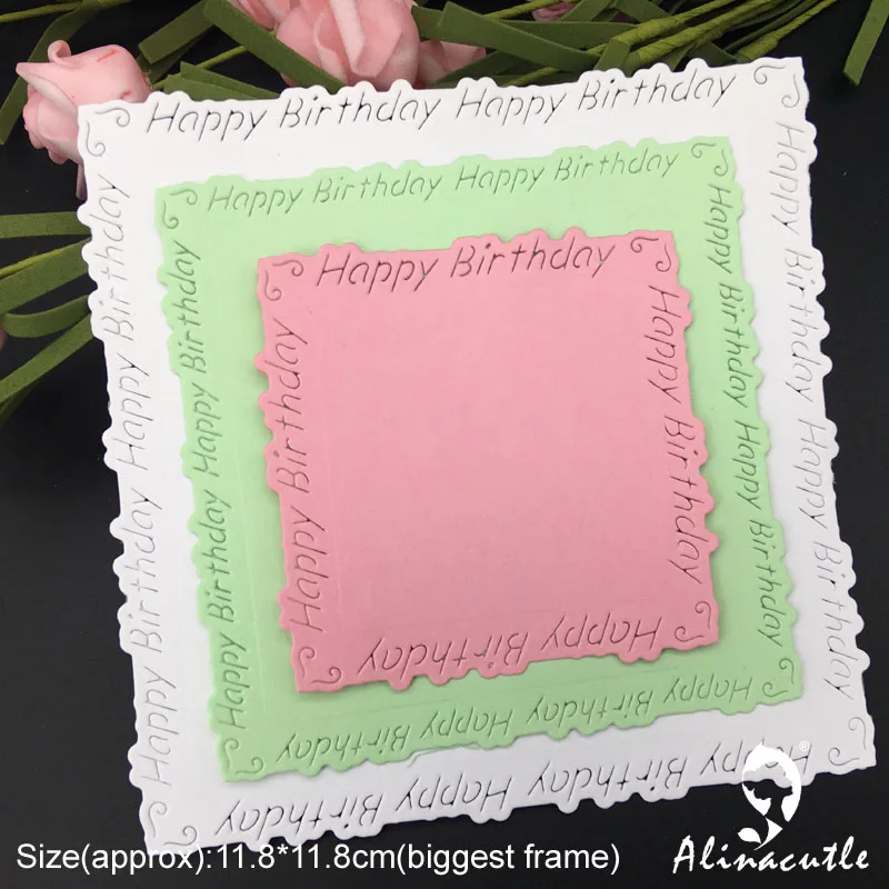 Matrice De Decoupe En Metal Decoupee Cadre Carre Joyeux Anniversaire Scrapbooking Carte Artisanale Faite A La Main Poincon Art Cutter Alinacule Aliexpress