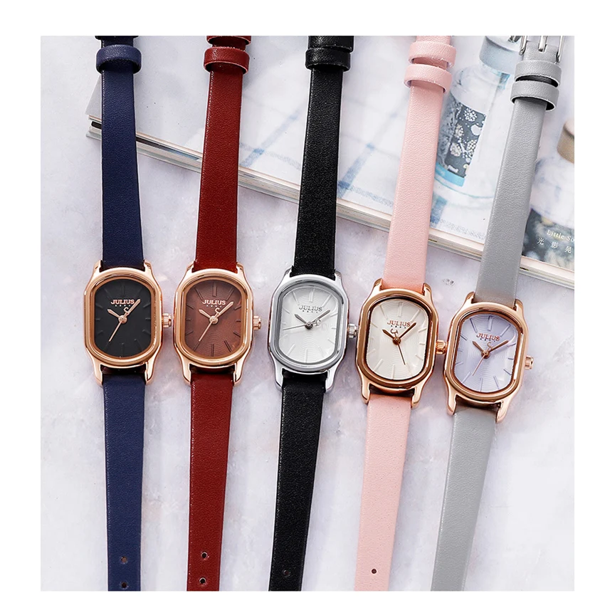 

New Lady Women's Watch Japan Quartz Hours Fashion Clock Real Leather Bracelet Modern Classic Girl's Birthday Gift Julius Box
