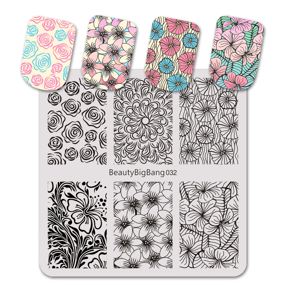 BBBXL-032 BEAUTYBIGBANG 6*6см пластины для штамповки ногтей квадратный трафареты для дизайна ногтей с узором кружево и Цвета штамповочный шаблон пластины - Цвет: BBBXL-032