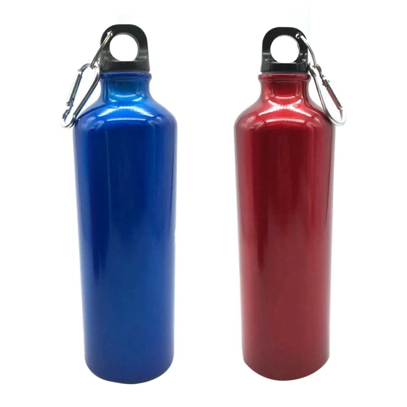 

2 Pcs Outdoor Bicycle Mountaineering Kettle Light Drinking Straight Drop Metal Sports Water Bottle Stainless Steel 600Ml, Red &
