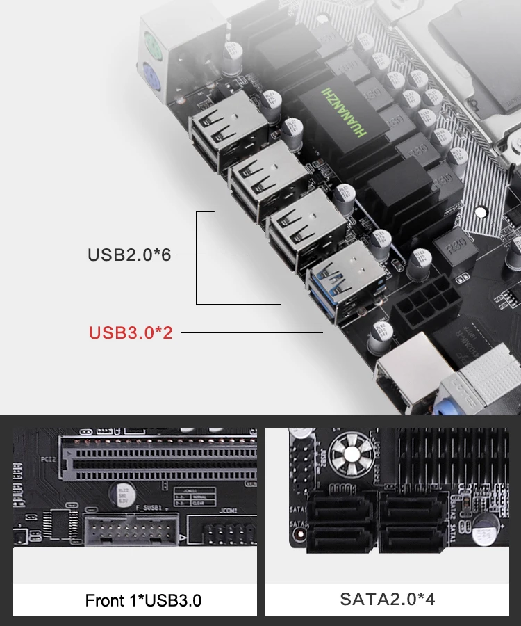 Материнская плата HUANANZHI X58 CPU LGA1366 с процессором Xeon X5650 и кулером ОЗУ 8 Гб (2*4G) REG ECC