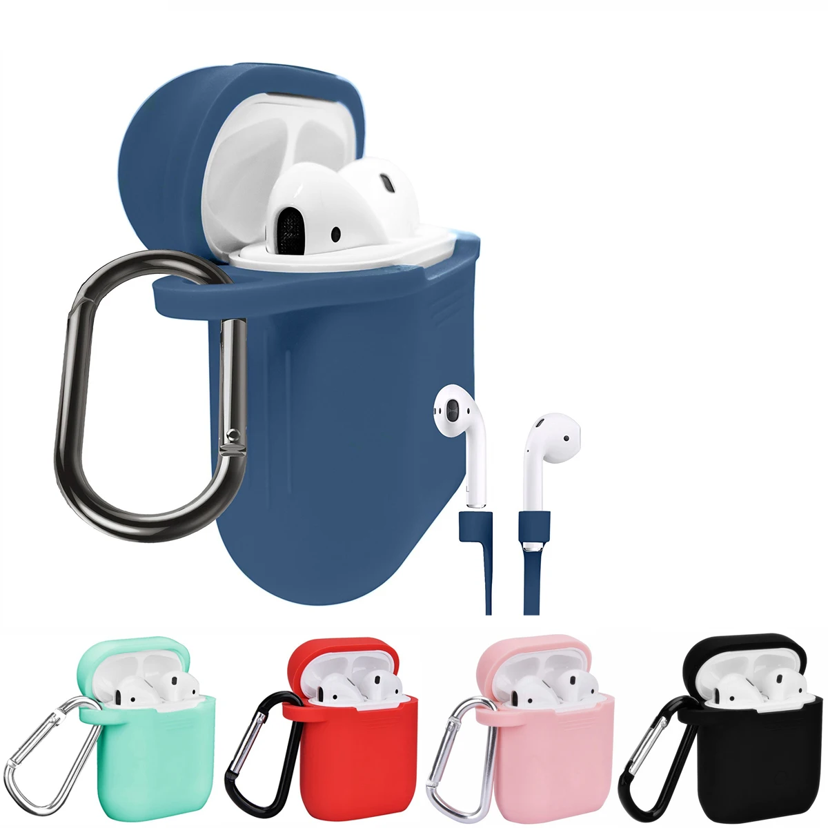 Мягкий силиконовый защитный чехол для Apple Airpods сумка ударопрочный наушников с