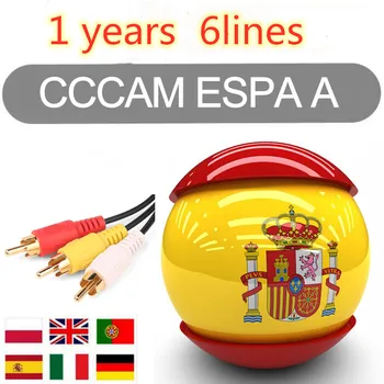 

6 lignes espagne cccam serveur Portugal cccam ligne pour TV Satellite-récepteur cline WIFI FULL HD DVB-S2 décodeur pour 1 an