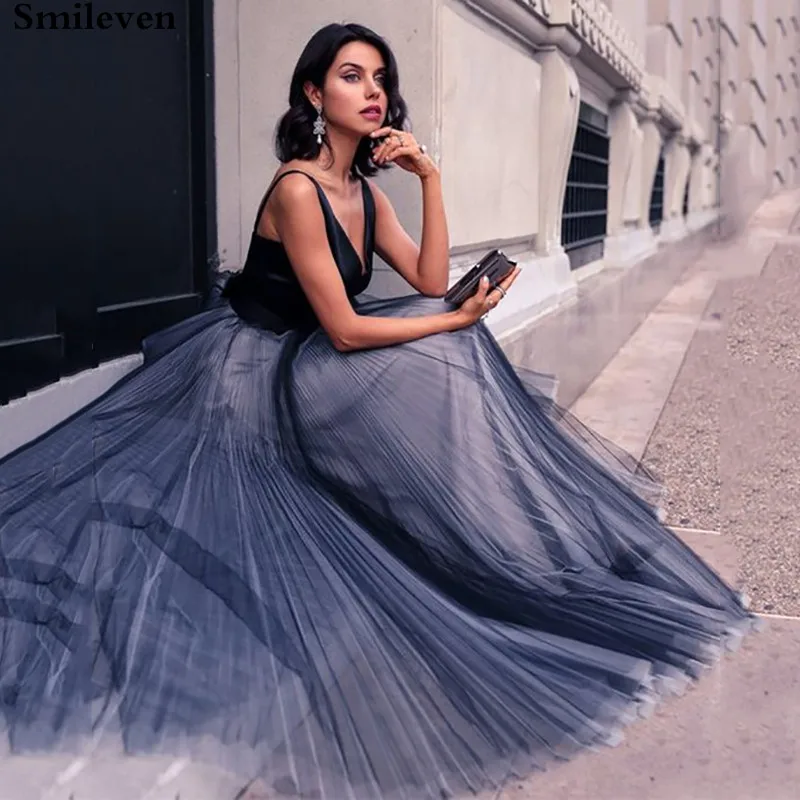 

Smileven Evening Dresses 2020 V Neck Prom Gowns Backless Popular Party Evening Gowns for Women vestido de noiva Boho
