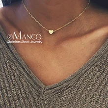 Корейская версия простого ветра из нержавеющей стали в форме сердца ожерелье леди короткое ожерелье темперамент Мини пот-сердце кулон