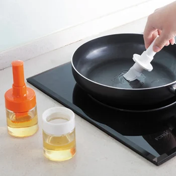 

Kitchen High Temperature Oil Brush Squeezing Barbecue Brush with Oiler Baking Saving Brushs Portable Oil Silicone Spice Jar