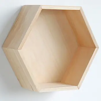 

Home Office Decor Wall Mount Hexagonal Frame Books Toys Storage Shelf Holder