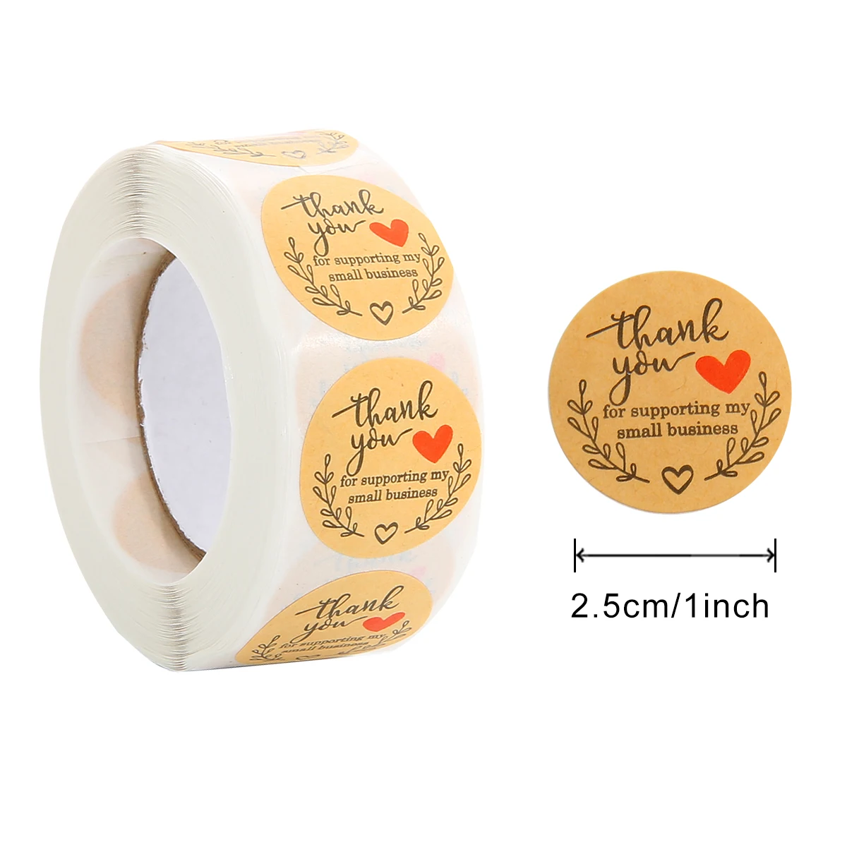 500Pcs/Roll Beautiful Round Natural Kraft Thank You Sticker Seal Labes gift Hand Made With Love Stickers Scrapbooking Stationery 
