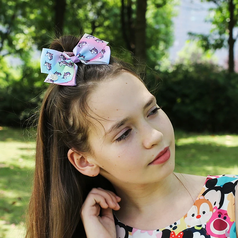 Бант Jojo Siwa JOJO BOWS с радужным принтом бант лента для девочек бутик ручной работы