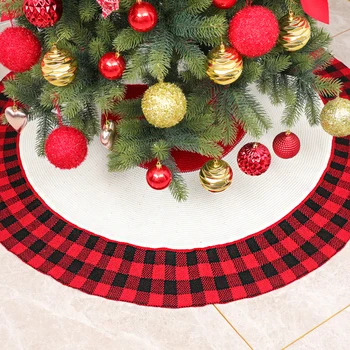 

Acrylic Plaid Christmas Tree Skirt Red Black Double Layers Xmas Tree Skirt Christmas Tree Decoration Home New Year Xmas Decor