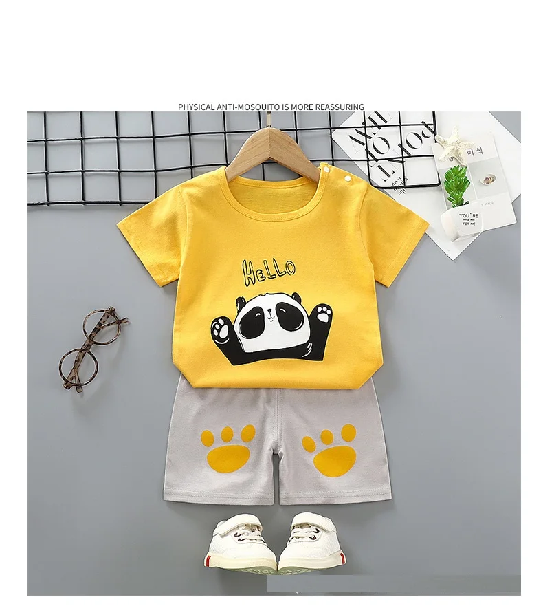 vintage Baby Clothing Set Summer Baby Boys Girls Set Pure Cotton Baby Short Sleeve 2-piece Clothes Boy's Clothing Set Homewear Suit Kids Outfits Baby Clothing Set luxury