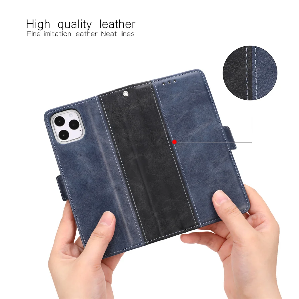 

A2218 A2161 case for iPhone 11 Pro Leather Cover iPhone 11 Pro max Cell Phone Shell Two color stitching Holder Wallet Book Coque