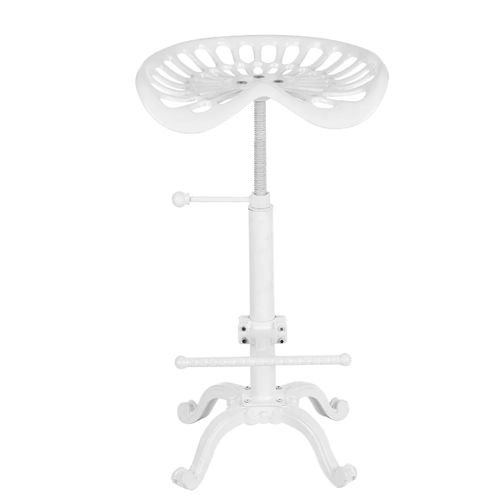 Домашний стул для столовой промышленный стиль чугунное тракторное Сиденье Барный стул современный регулируемый по высоте поворотный металлический стул - Цвет: Белый