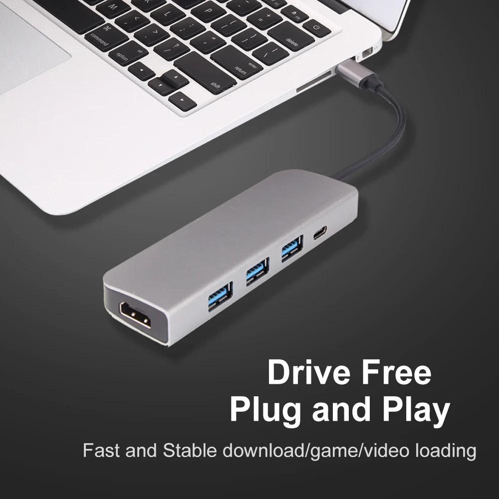 OFCCOM USB C док-станция для ноутбука 3 порта USB3.0 HDMI PD Fealushon для MacBook samsung Galaxy huawei lenovo type C док-станция usb-хаб