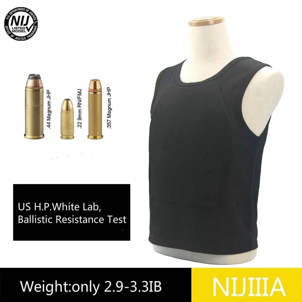 Bulletproof Vest NIJ Level IIIA level Lightweight Concealed Hidden Inside Wear Anti-Bullet 2.9-3.3IB Tactical Vest Safety Gear