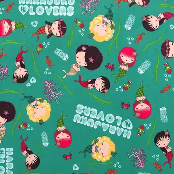 

230T Polyester/PVC coated Waterproof Fabric for bag,- Mermaid - green background (width=140cm)