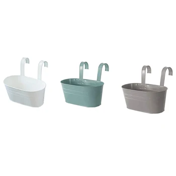 

Metal Hanging Plant Pots Flower Bucket with Detachable Double Hook Plant Pots Ornaments for Home/Garden Decor