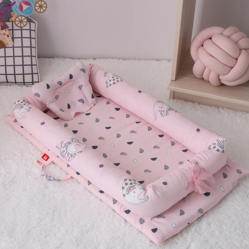 

Portable Crib baby cotton Cot Crib Sleeping Bumpers protection pad isolation met cartoon Printing basket YHM013