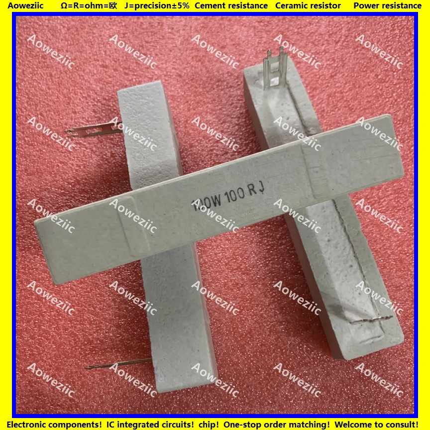 

(2pcs/lot) 100W 100 ohm +/- 5% Horizontal cement resistor 100W 100RJ 100R Cement resistance 100W100RJ Ceramic resistor plug-in