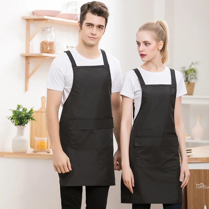 1PC Apron Black Brief Adult Water and Oil Proof Kitchen Restaurant Cooking Bib Aprons with Pocket |