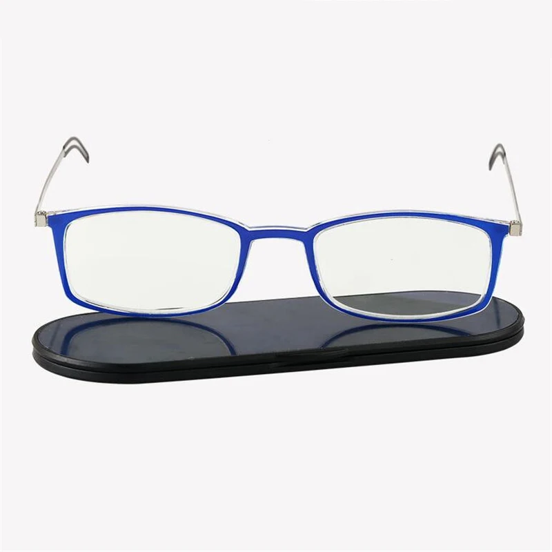 Ультра-тонкие портативные очки для чтения, унисекс, ультра светильник, бумажный тип, анти-синий светильник, очки для дальнозоркости+ 1,0+ 1,5+ 2,0 до+ 3,5 - Цвет оправы: Blue