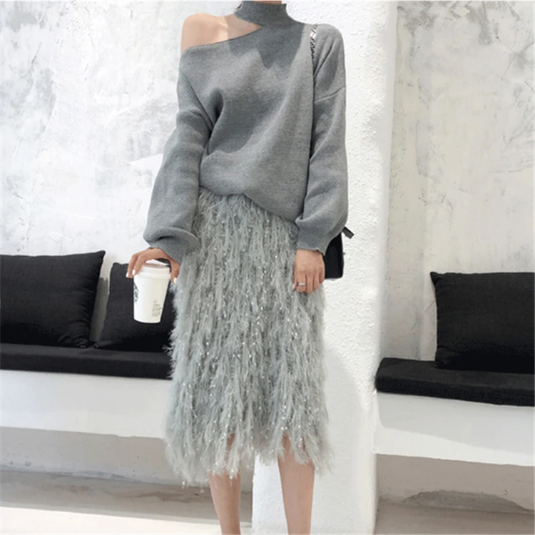 Colorfaith New Autumn Winter Women's Sweaters Casual Minimalist Tops Sexy Korean Style Knitting Off Shoulder Ladies SW7848