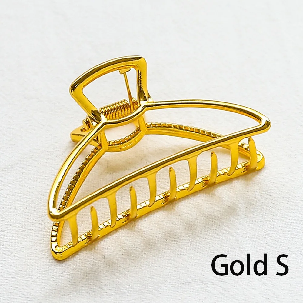 Gold L 1 шт. мини женский геометрический коготь для волос, Одноцветный Краб для волос, Ретро стиль, Форма Луны, большой размер, шпилька, аксессуары для волос для девочек - Цвет: Gold L