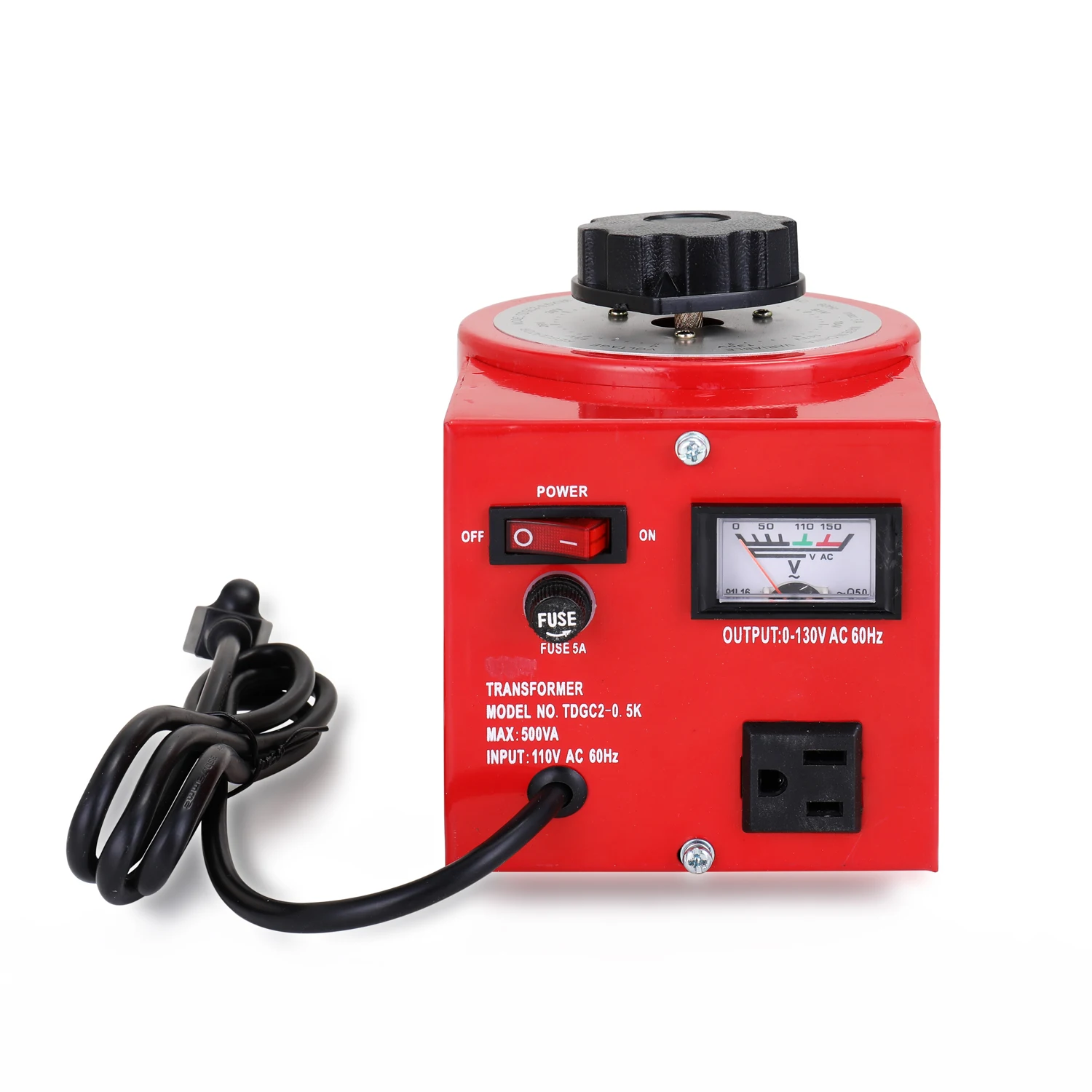 

110V Input Power Supply Adjustable Voltage Regulator Single Phase Manual Regulator Digital Display Variac Contact Output 0-130V