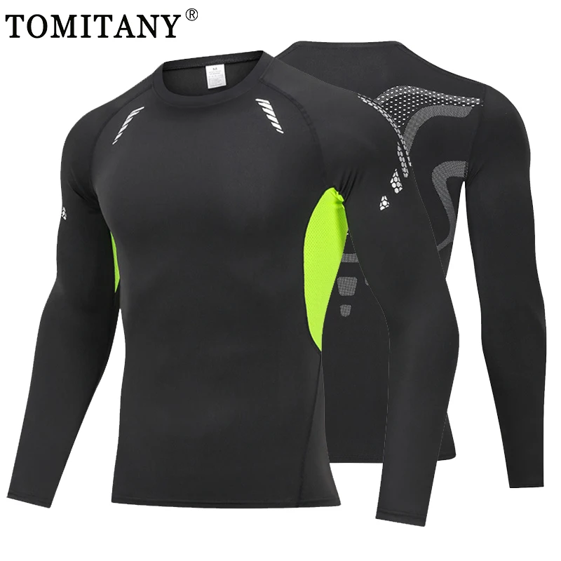 

Brand Men Gym Fitness Shirt Long Sleeve QuickDry Breathable Sport Running T-shirt Tights Training Clothing Compression Shirt Men