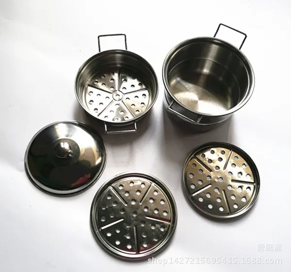 Стиль, детский игровой домик, игрушки из нержавеющей стали, Игрушечная модель, трехслойная мини-пароварка zheng long guo, паровой стеллаж для горшков