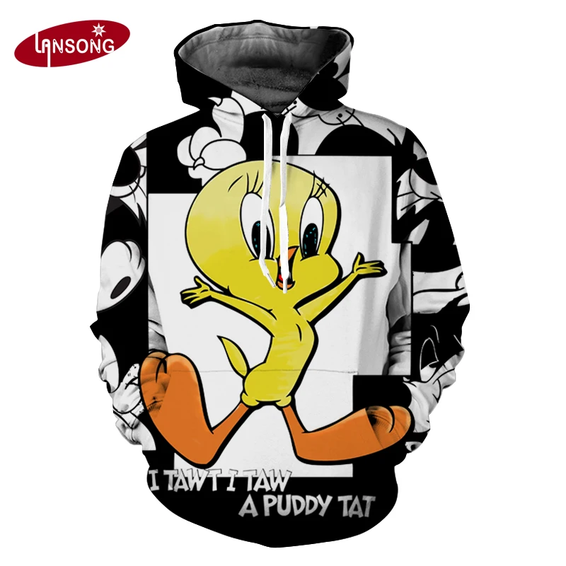 Толстовки на молнии с объемным принтом looney tunes & anime модные забавные толстовки