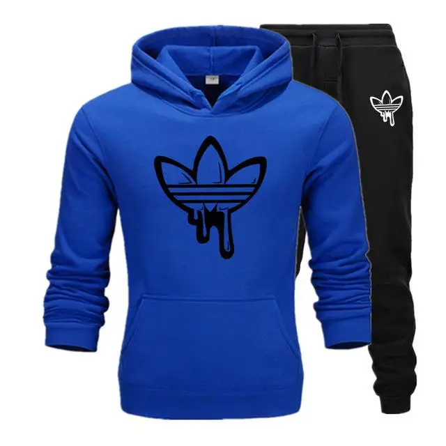 Sapphire-Black-HB Комплект из двух предметов, модные толстовки с капюшоном, спортивная одежда для мужчин, спортивный костюм с капюшоном, осенняя брендовая одежда, толстовки+ штаны, мужские комплекты - Цвет: Sapphire-Black-HB
