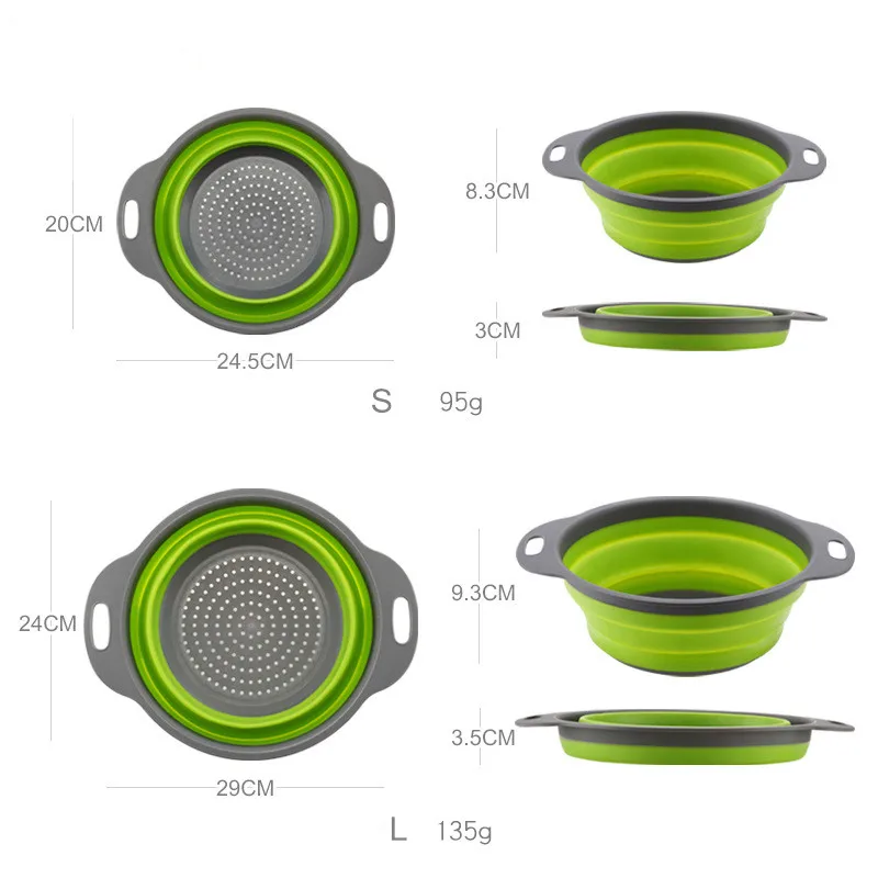Складной промывочный слив с ручкой, корзина для фруктов и овощей, Силиконовый складной дуршлаг, Кухонный Контейнер для инструментов